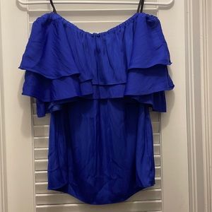 Lilly Pulitzer royal blue, off the shoulder blouse